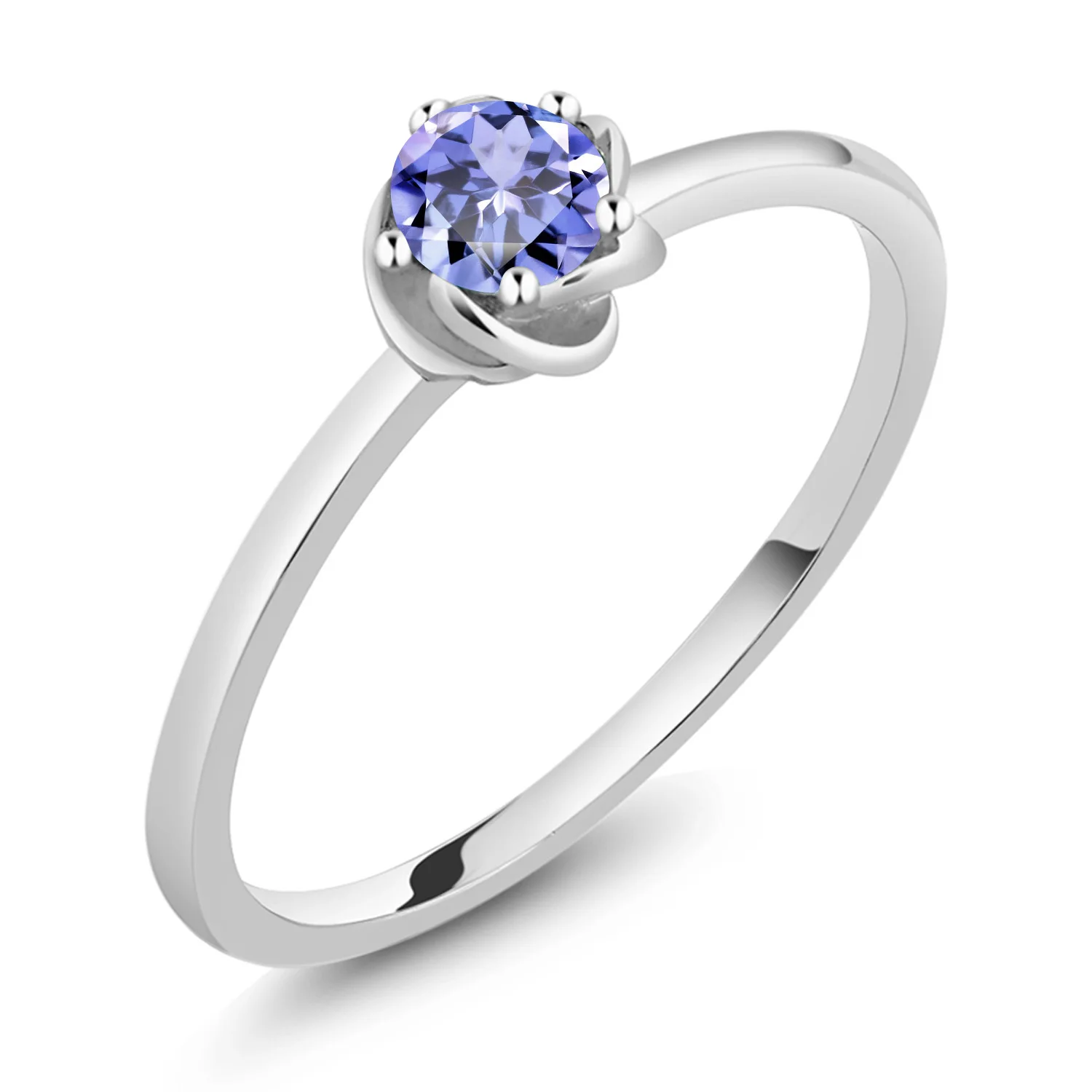 10K белое золото 0 18 карат Круглый Синий танзанит пасьянс обручальное кольцо