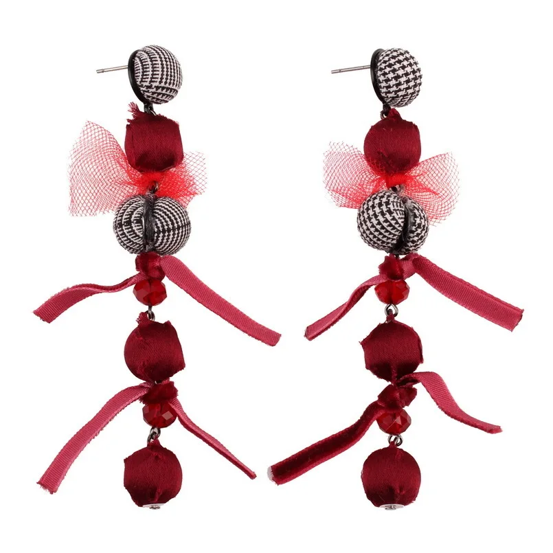 Длинные бусы подвеска в виде шара плетеная веревка эффектные серьги капли для