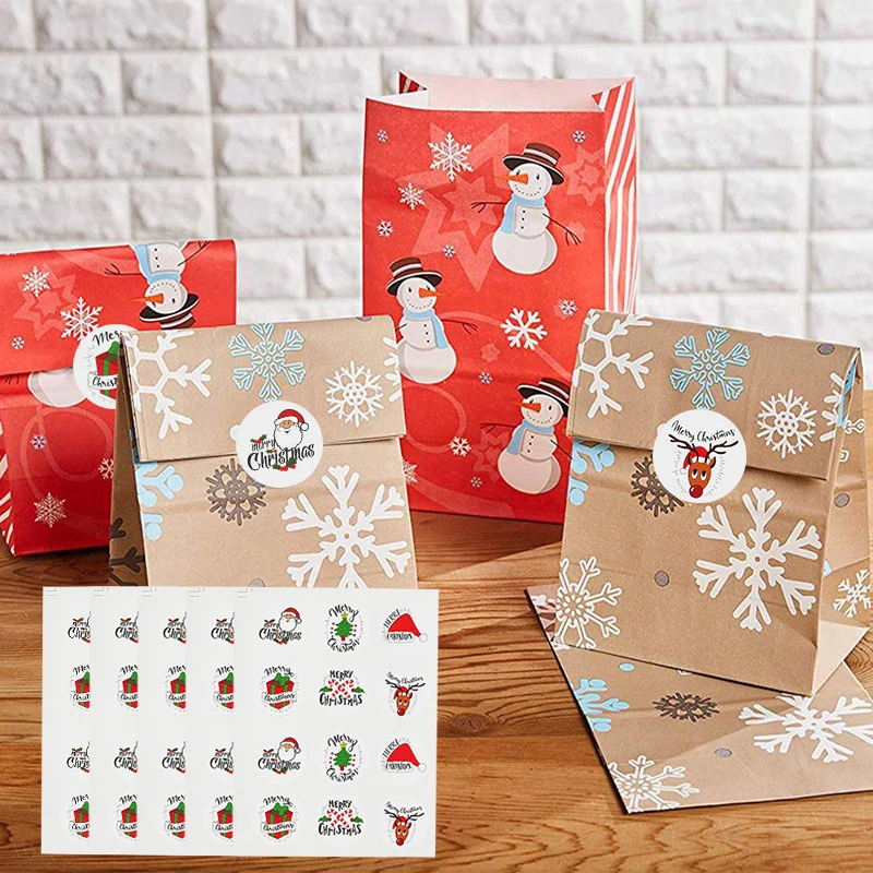 

120pcs 3.5cm Round Merry Christmas Gift Sticker Santa Claus Christmas Envelope Seal Sticker Snowflake Lable Stickers Gift Decor