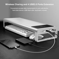 4 usb 3 0 hub support transfer data metal aluminum usb computer laptop monitor stand riser with wireless charge