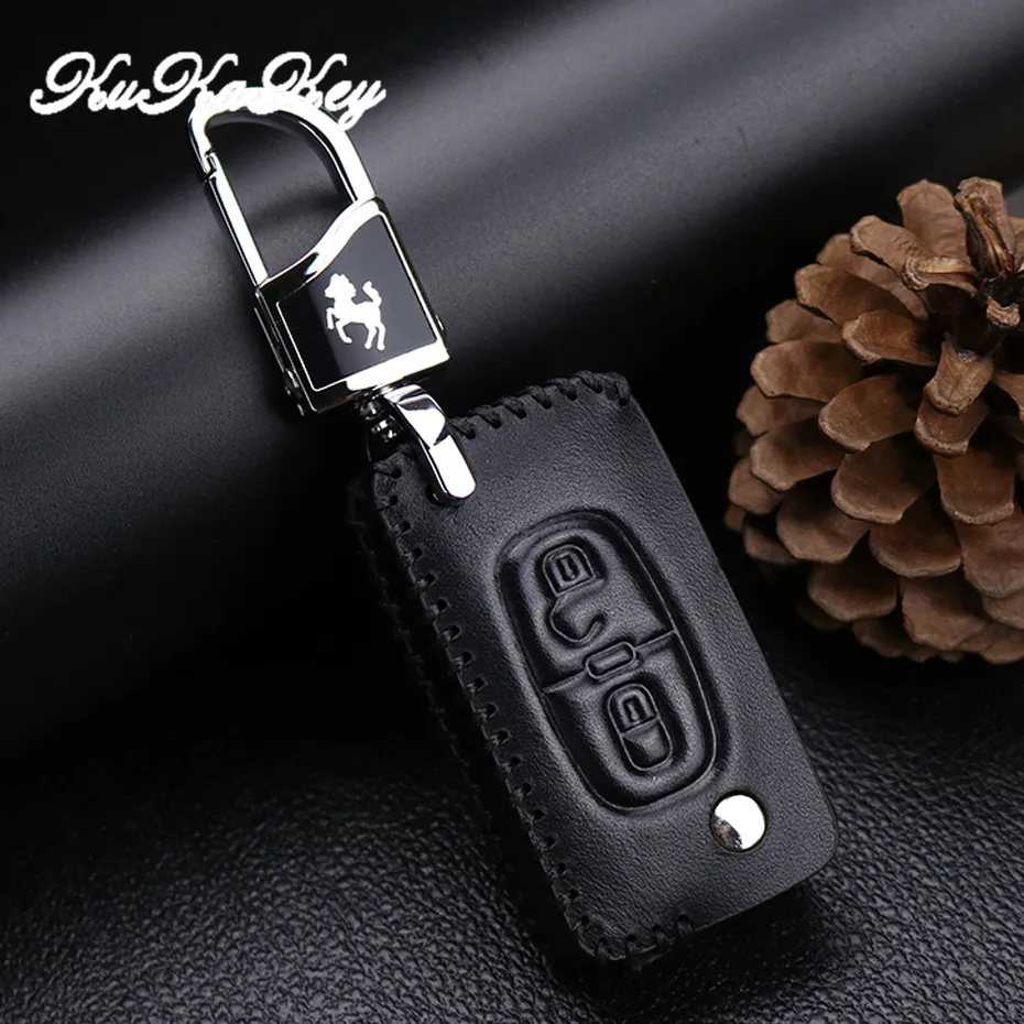 Кожаный чехол для автомобильного ключа Peugeot 107 206 207 208 306 307 308 407 RCZ 408 508 407SW Citroen C2 |