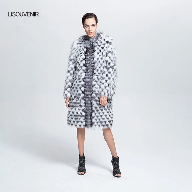 Lisouvenir новый стиль натуральный мех пальто на подкладке окрашенная лисица теплая