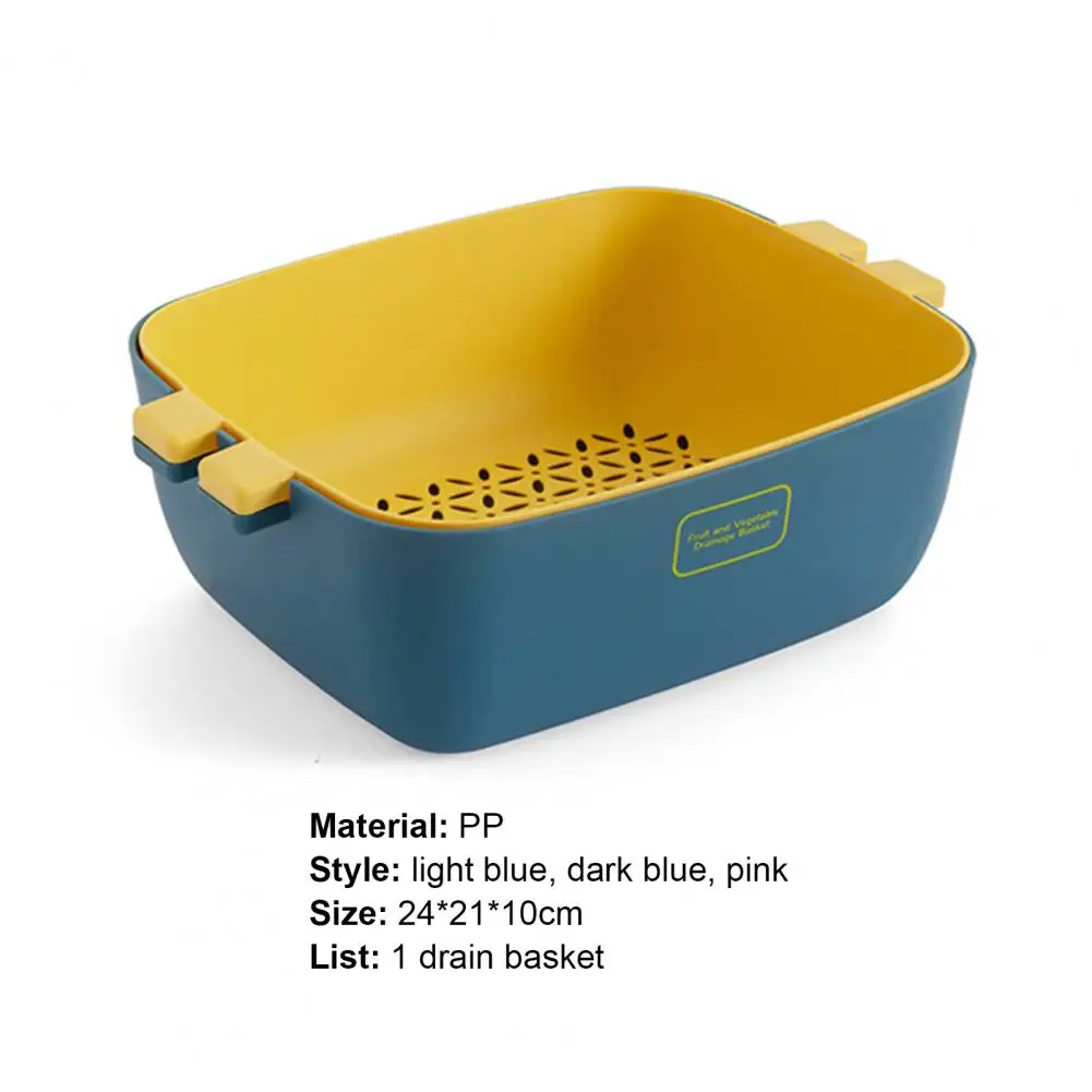 

Kitchen Vegetable Drainer Double Layer Large Capacity Multi-function PP 2 in 1 Vegetables Fruits Washing Drain Basket for Home