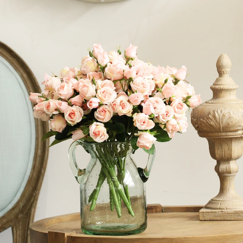 

Small fresh simulation rose artificial flower artificial silk flower living room decoration floral table vase bouquet decoration