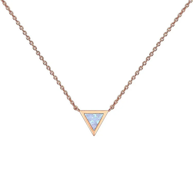

Gold Plated Triangle Created Opal Necklace Opal Necklaces for Women