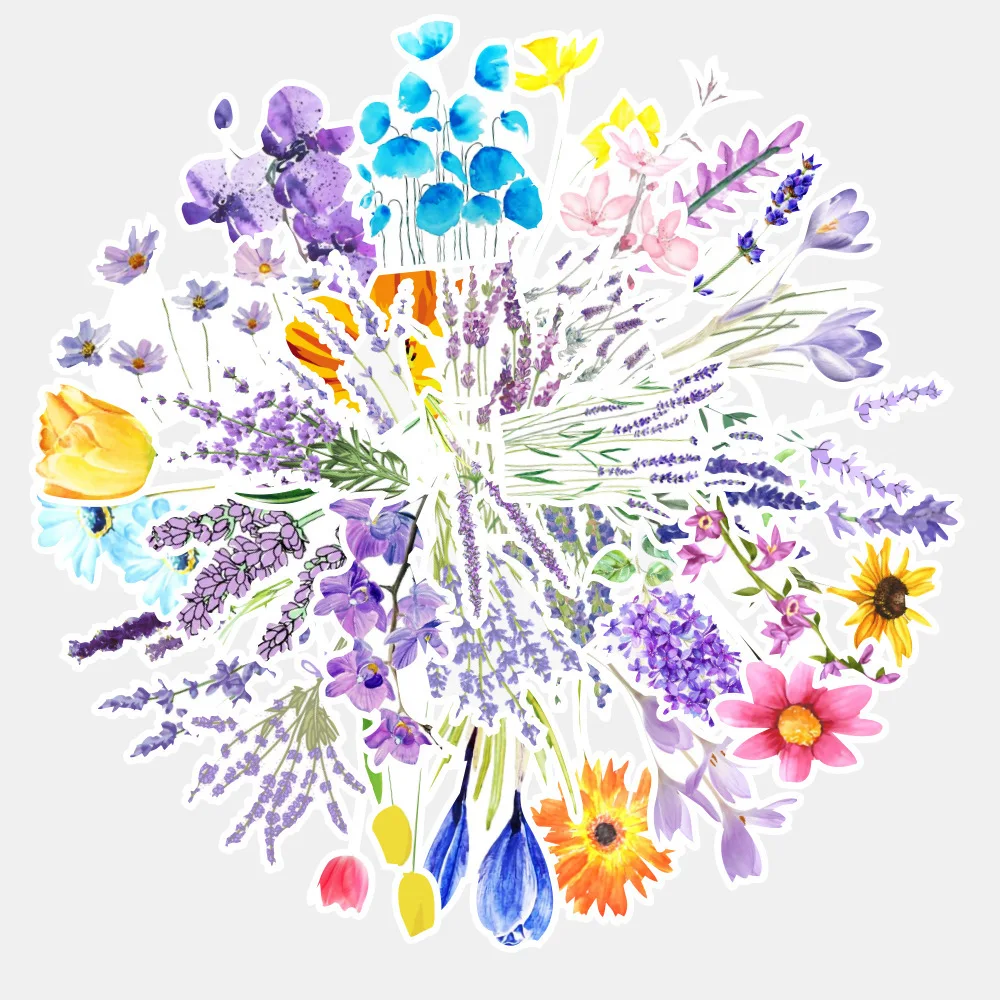 

50pcs/pack Flowers Stickers for Decoration DIY Diary Album Planner Stickers Stationery Sticker School Supplies