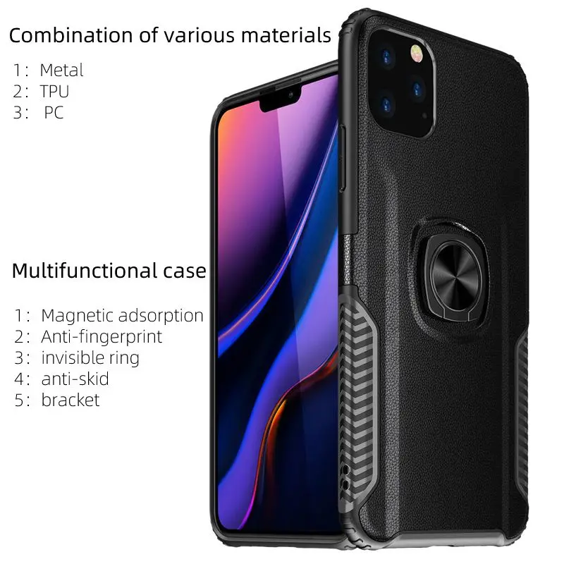 Чехол для IPhone 7 8 Plus с металлическим кольцом из кремнезема защитой от падения X Xr Xs