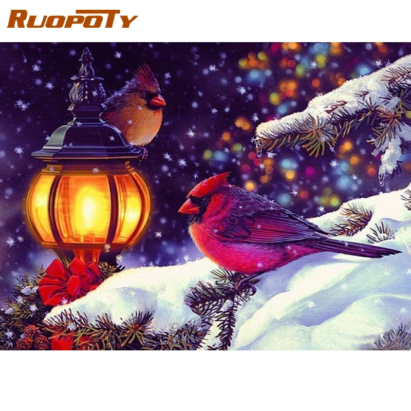 

RUOPOTY 60x75cm Frame Diy Painting By Numbers For Adults Christmas Landscape Canvas By Numbers Modern Wall Art For Home Decor