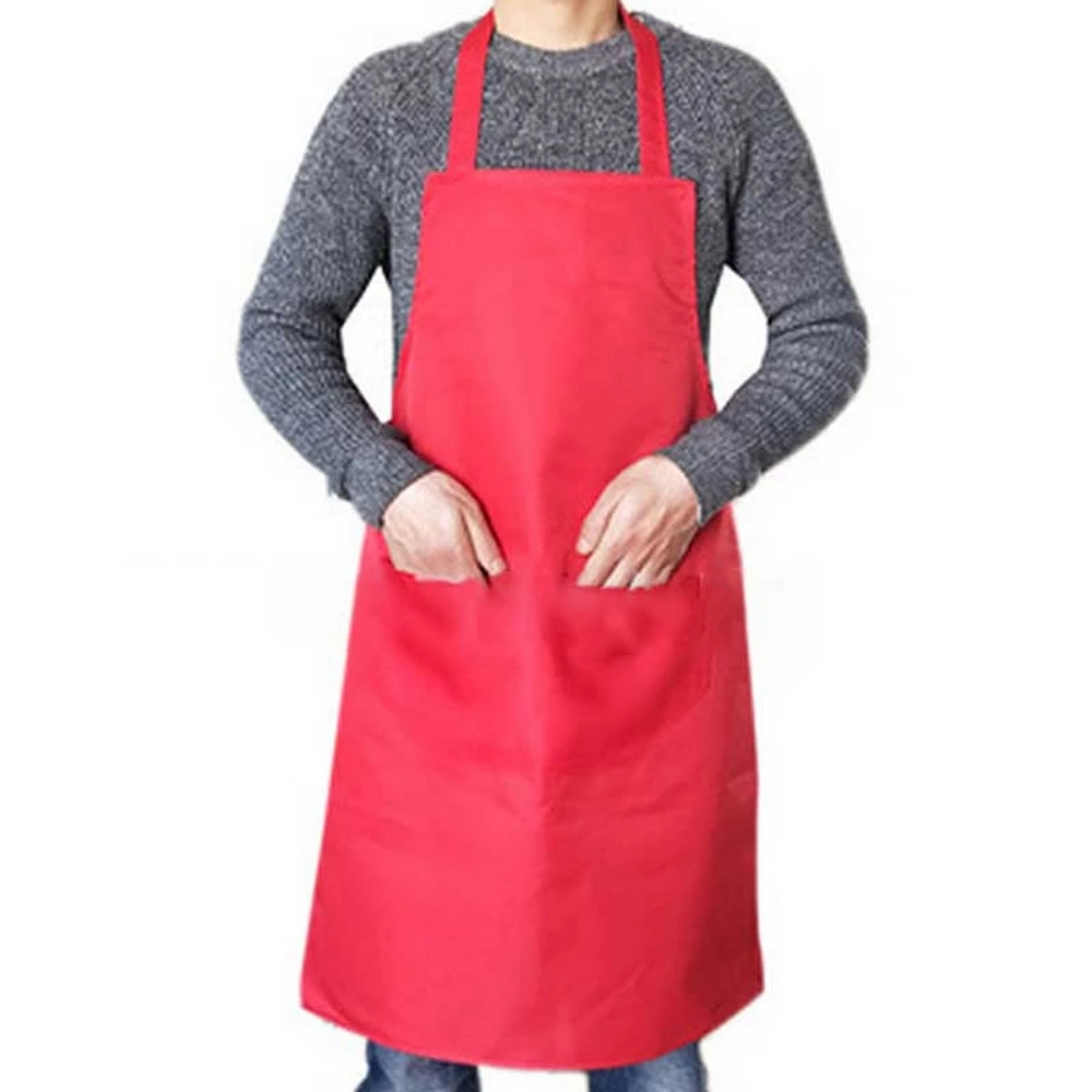 

5pcs Cooking Apron Men Woman Pure Color Household Cooking Cleaning Cotton Polyester Sleeveless Japan Style with Double Pocket