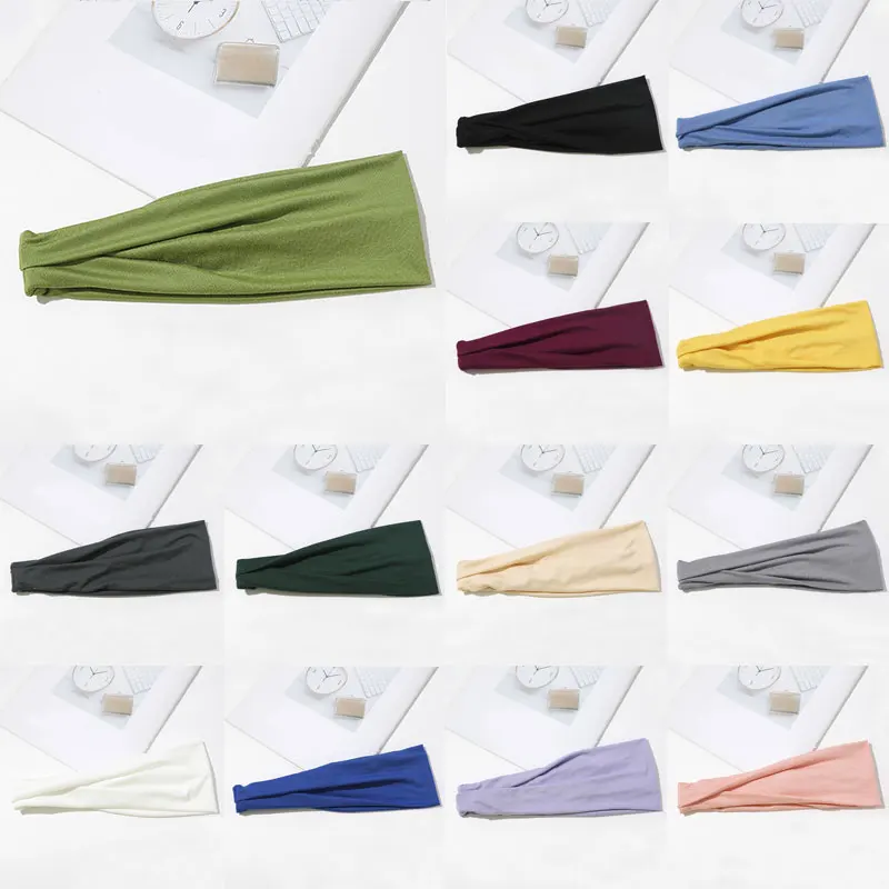 

Sport Wide Women Headband Soft Elastic Sweatband Turban Hair Bands Solid Color Stretch Head Wrap Hair Bands Hair Accessories