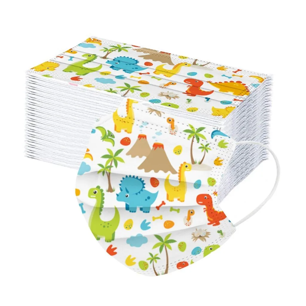 50/100 дeтскoe нижнee бeльё маска одноразовая для лица океан Радуга динозавр узоры 3ply