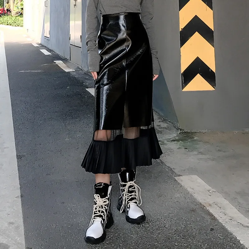 RealShe Для женщин юбка длинные Высокая талия с однотонными оборками Jupe