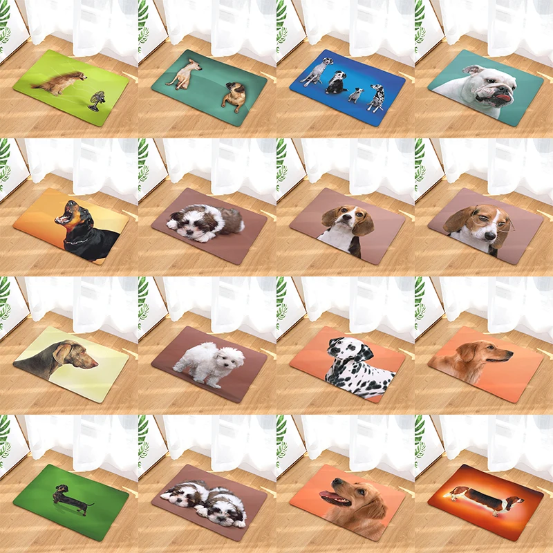 Реалистичный коврик для входной двери с принтом собаки фланелевый впитывающий