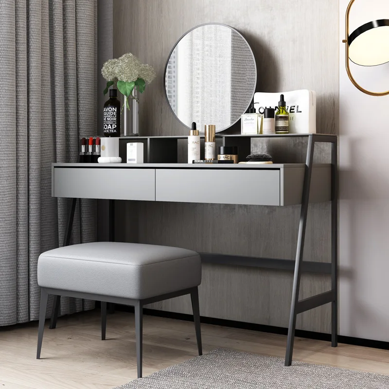 

Italian Minimalist Dressing Table Cosmetic Table Bay Window Storage Cabinet Mirror Light Luxury Modern Net Red
