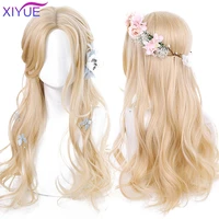xiyue long black brown gloden honey wavy wig with highlights cosplay synthetic wigs women heat resistant middle part wigs