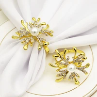 6pcslot new antler napkin button diamond napkin ring christmas day party napkin ring desktop decoration
