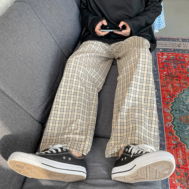 

Men's Plaid Harem Pants Spring Summer Casual Straight Jogger Trousers 2021 New Fashion Male Clothing Harajuku Vintage Pant