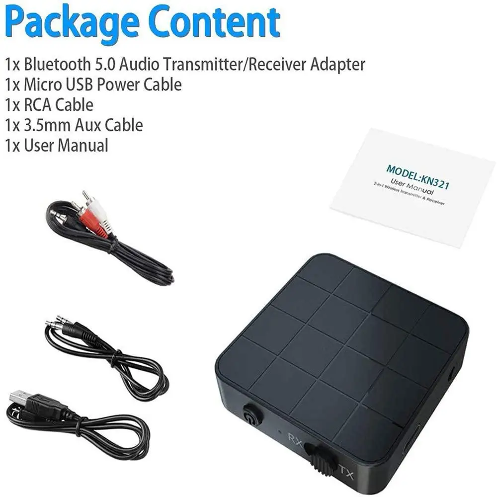 

Kn321 2in1 Bluetooth 5.0 Receiver Transmitter Usb Tv Computer Car Adapter