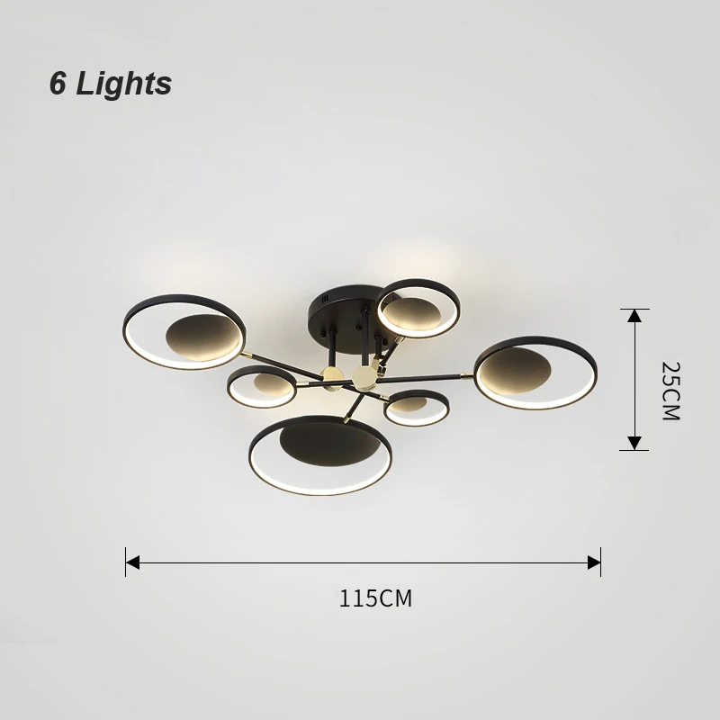 6 Lights Современный светодиодный потолочный светильник для гостиной, светильник для спальни, Кухонное крепление для изогнутой поверхности, лампа с дистанционным управлением - Цвет корпуса: 6 Lights