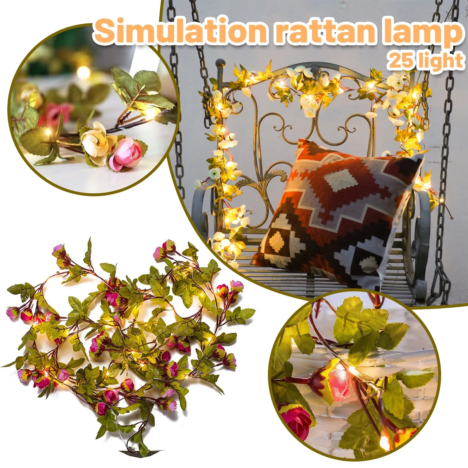 Гирлянда из искусственных цветов 220 см на батарейках | Лампы и освещение