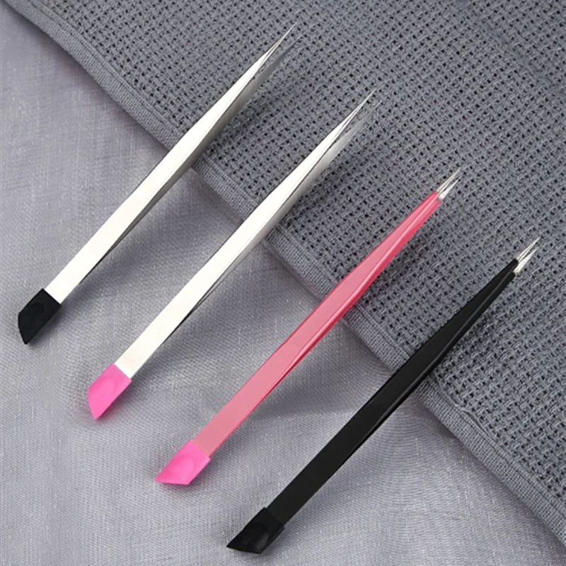 

1PC Stainless Steel Silicone Embossed Stick Pressing Straight Head Tweezers Rhinestones Sticker Picker 2 Heads Nail Art Tools