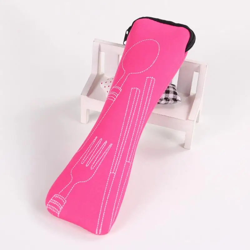 

1pcs Travel Cutlery Tableware Zipper Bag Outdoor Travel Camping Recyclable Cutlery Pouch Chopsticks Spoon Cloth Storage Bag