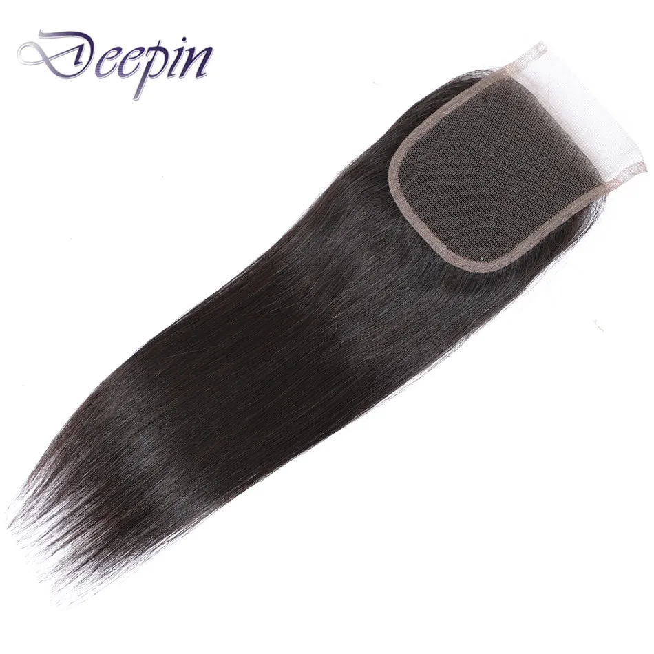 

Deepin Brazilian Hair Straight 4*4 Lace Closure Free/Middle/Three Part 8-22 Inches Non-Remy Hair For Women Natural Color