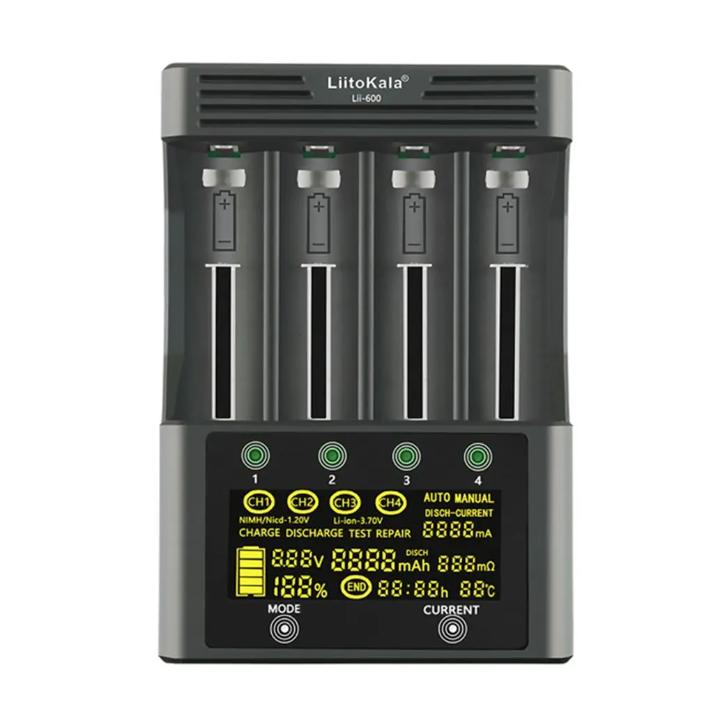 

Lii-600 Battery Charger For Li-ion 3.7V and NiMH 1.2V battery Suitable for 18650 26650 21700 26700 AA AAA