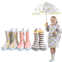 kids girls rain boots cute cartoon printed children rubber boots kalosze dla dzieci waterproof round toe baby boys water shoes