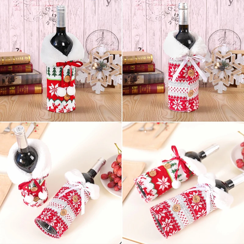 

Christmas Wine Bottle Cover Merry Christmas Decor For Home 2021 Natal Noel Christmas Table Decor Xmas Gift Happy New Year 2021