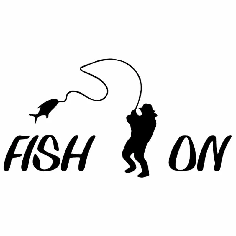 

15.5CM*8.1CM Fish On fisherman Vinyl Decal Funny Car Sticker Black/Silver C24-0676
