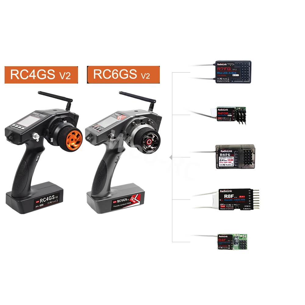 RC4GS RC6GS V2 RadioLink 4CH 6CH 2.4G 400M 600M Distance Remote Controller Transmitter R6Fg R7FG Gyro Receiver for RC Car Boat enlarge
