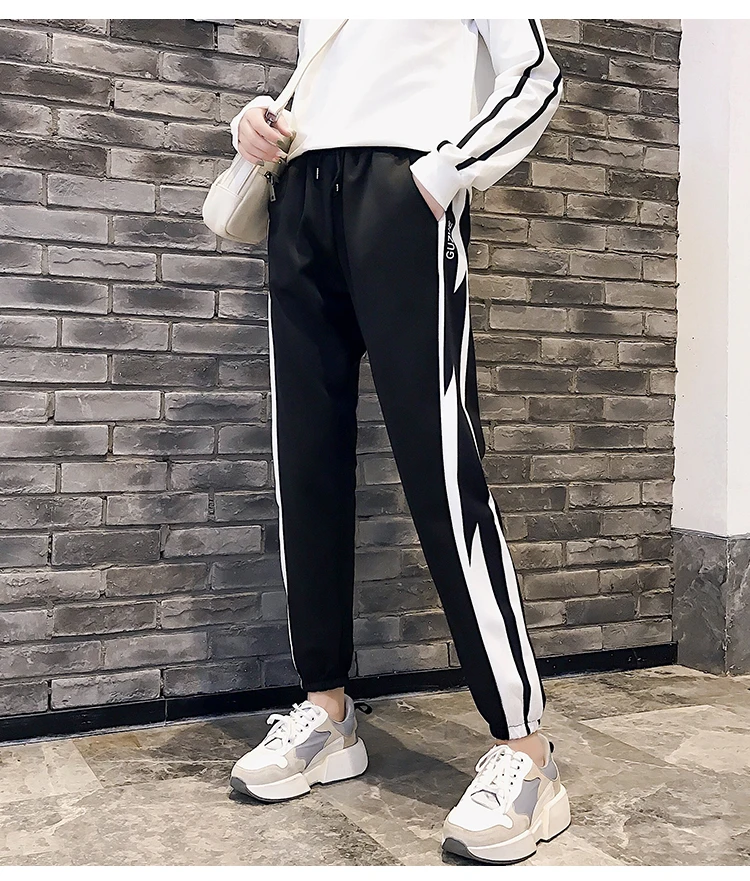 

High Waist Casual Pants Women Plus Size Harem Trousers Woman Loose Pantalon Chandal Mujer Black White Spodnie Dresowe