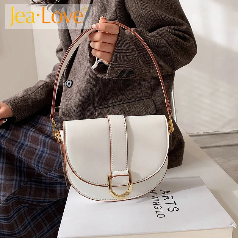 

Flap Arm Bag High Quality PU Simple Leather Women's Retro Designer Handbag Saddle Bag Travel Shoulder Messenger Bag Woman Wallet