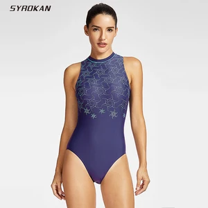 Женский слитный купальник SYROKAN с высоким воротником на молнии