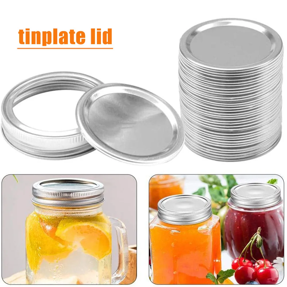 

10Pcs Canning Lids Mason Jar Lids/Bands Regular Mouth Stainless Steel Lids for Mason Jar Splits-type Lids Leakproof MD7