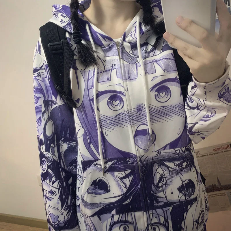 

Harajuku Autumn Women Kawaii Sweatshirt Long Sleeve Casual Loose Zipper Fleece Hoodie Tracksuit Female Oversiezd Hoody Cute Tops