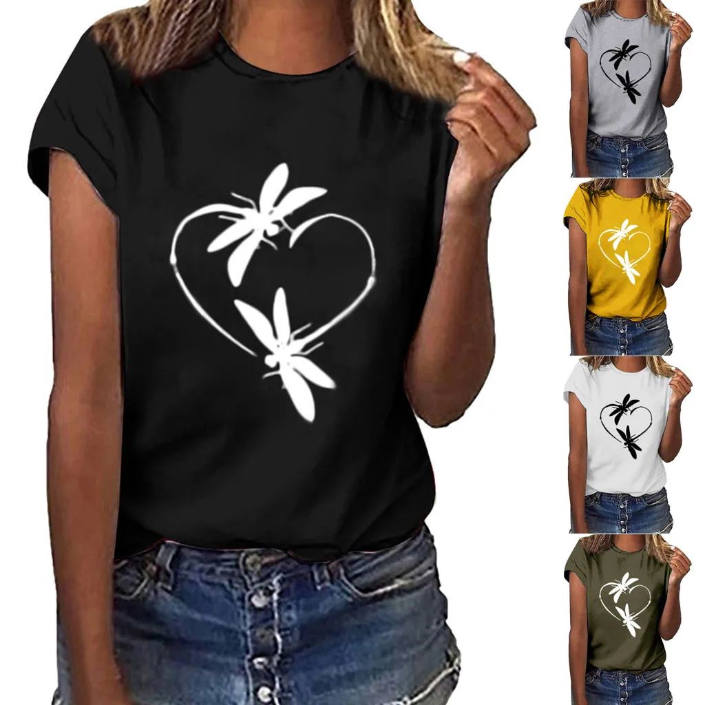 Женская блузка с принтом Повседневная Свободная рубашка коротким рукавом и