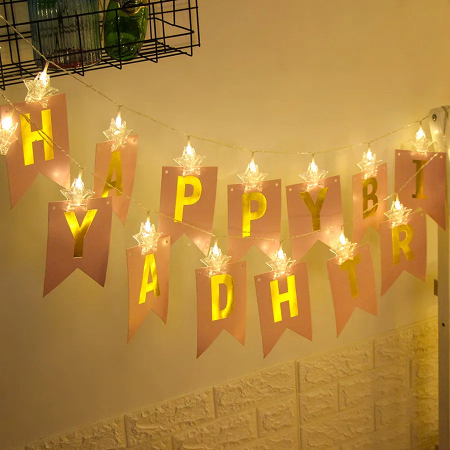 Новогодние украшения гирлянды открытки фото зажим 1 5 м10led 3м20led 6м40led Звездные с