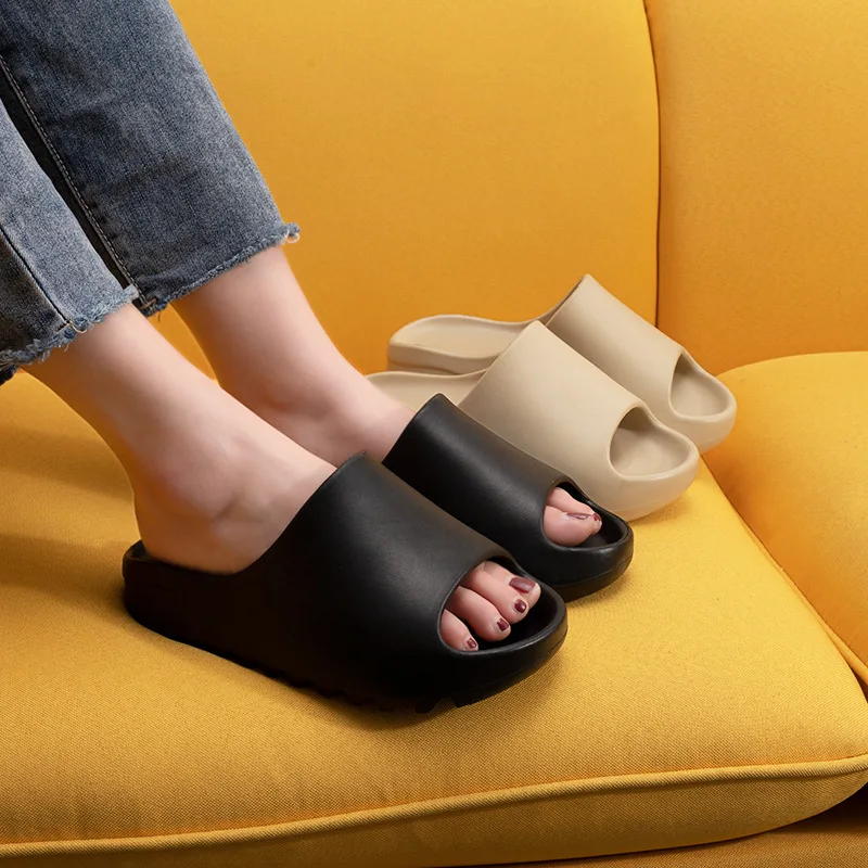 Zapatillas de suela gruesa para mujer, zapatos de plataforma con tacón grueso, antideslizantes, para sala de estar y baño