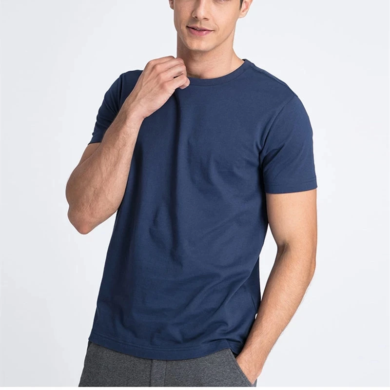 

2021 new men's T-shirt O-neck solid color short-sleeved top
