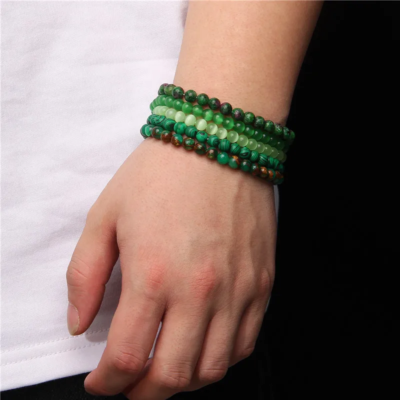 Красочные женские и мужские круглые браслеты из бисера 6 мм натуральный агат