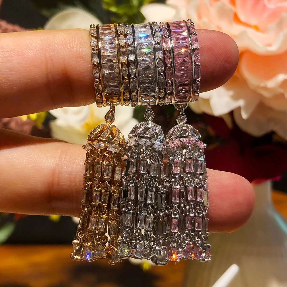

GODKI 2021 Trendy Twist Tassels Statement Rings for Women Cubic Zircon Finger Rings Beads Charm Ring Bohemian Beach Jewelry 2019