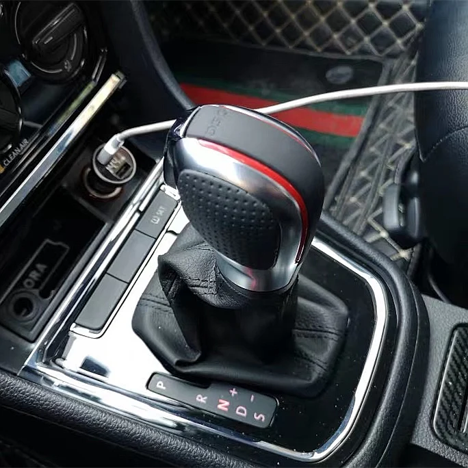 Хромированная матовая с кожаной ручкой переключения передач боковая крышка DSG