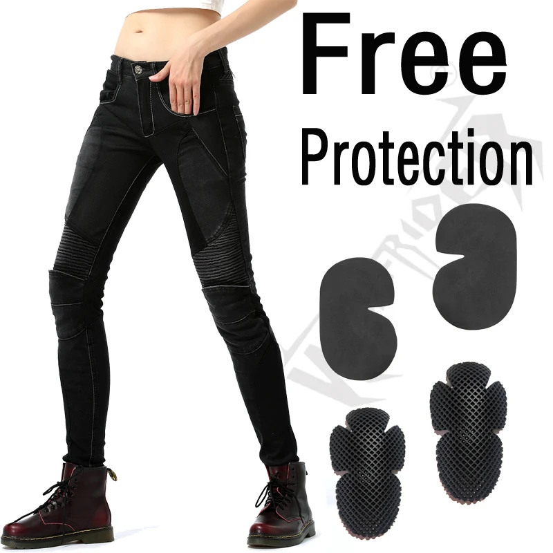 Брюки женские мотоциклетные дышащие защитные джинсы до колена для езды на