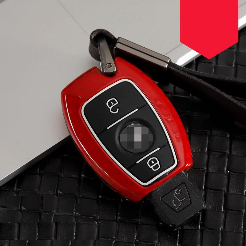 2button carbon red Чехол для ключей из углеродного волокна, защитный чехол для ключей, держатель для Mercedes benz A B R G Class GLK GLA w204 W251 W463 W176 - Название цвета: 2button carbon red
