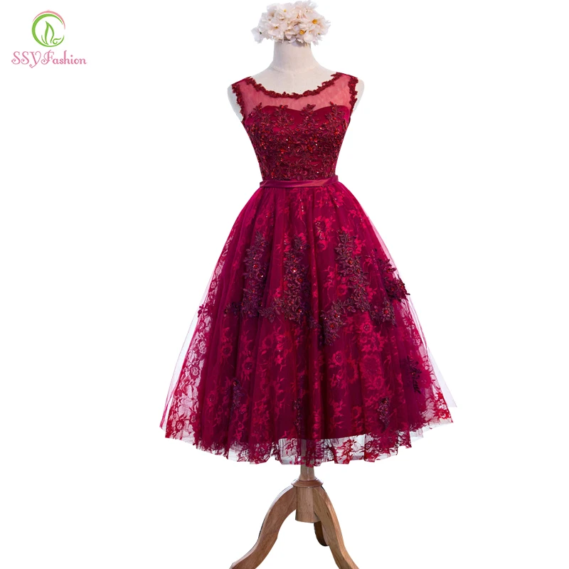 Новый SSYFashion красное кружевное платье с цветами и бусинами без рукавов длинное