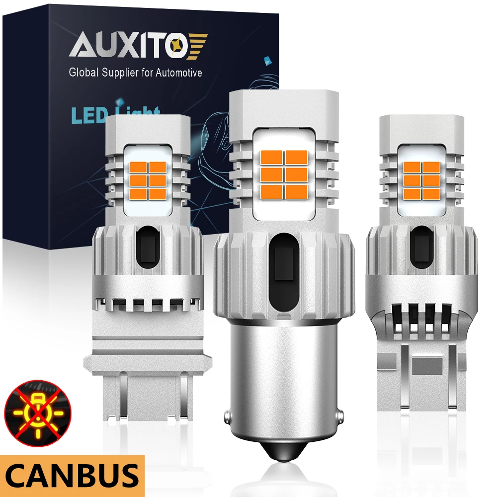 

Автомобисветильник светодиодный указатель поворота AUXITO, 2 шт., 1156 BA15S P21W, T20, 7440, светодиодная лампа янтарного цвета, Canbus, сигнальная лампа для ...