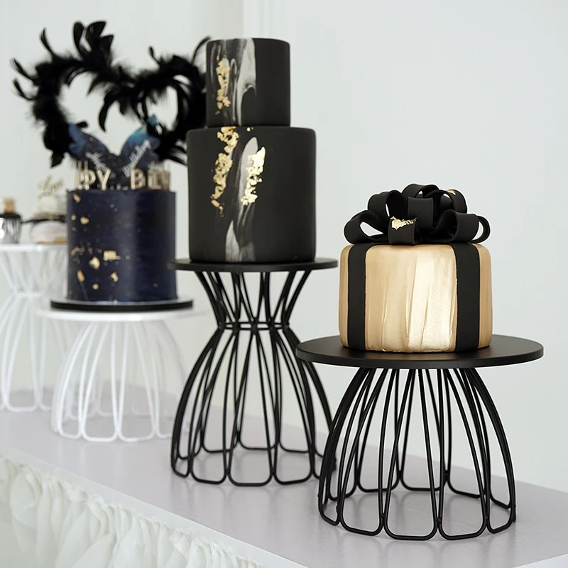 

Skirt cake stands 8/10 inch white/black wedding cake table decorating party suppliers for fondant dessert dress design