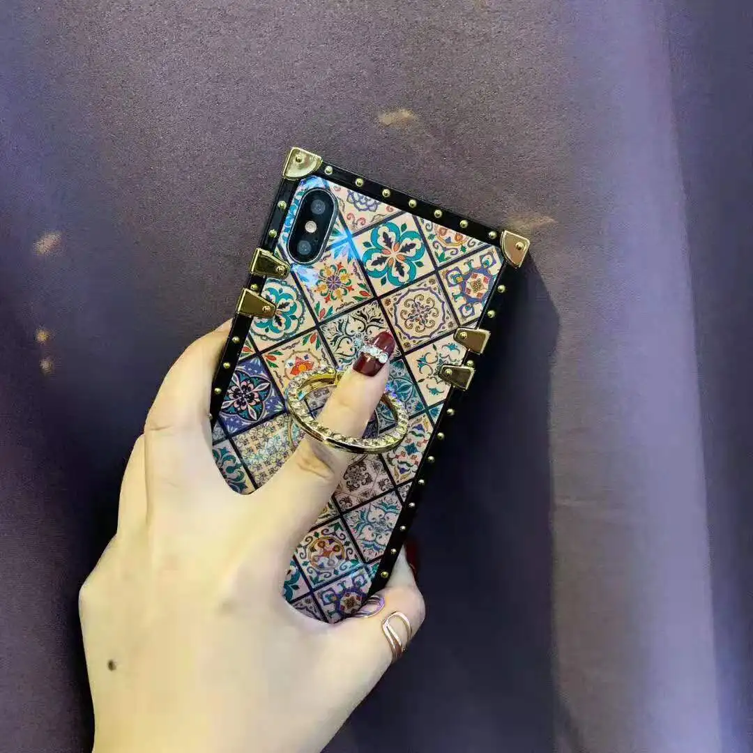 Роскошный чехол в богемном этническом стиле для iPhone 6, 6s, 7, 8 Plus, xr, xs, max, x, квадратный, Blu-ray, мягкий силиконовый чехол для телефона samsung